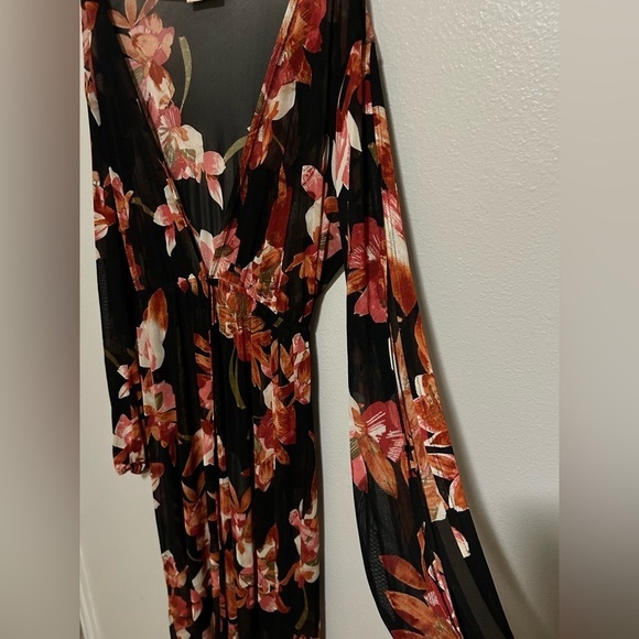 COPY - Monaco full length maxi floral sheer dress with cut out long sleeves PLU… - Picture 7 of 11